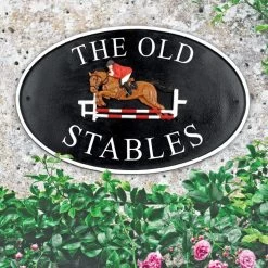 Show Jumper Cast Iron Effect Oval House Name Sign- Vinyl Letters -House Sign Discount Store sp4002 vinyl 3