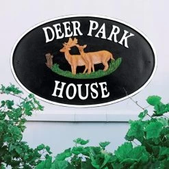"Deer Park" Cast Iron Effect Oval House Name Sign
