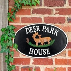 "Deer Park" Cast Iron Effect Oval House Name Sign -House Sign Discount Store sp4006 ci self adhesive letters 3