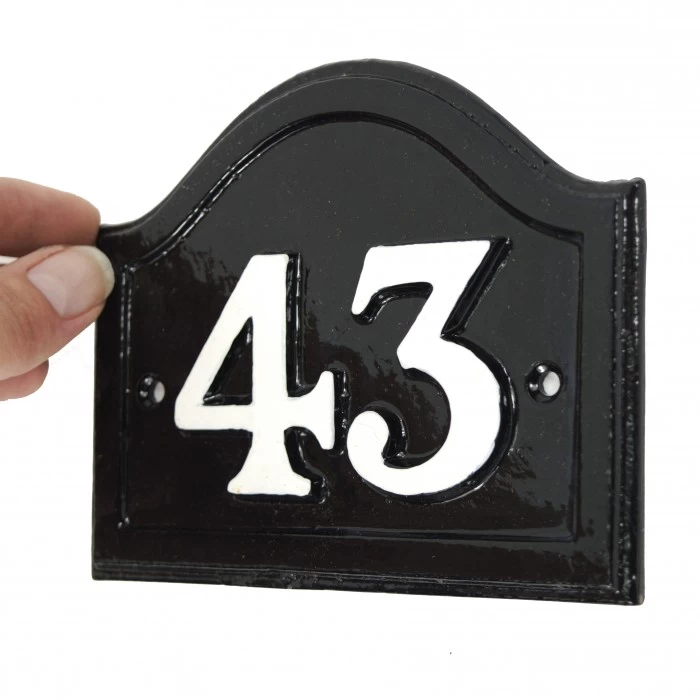 Arched House Number Sign - Black Iron & White 4 Arched House Number Sign - Black Iron & White - Image 2