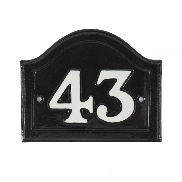 Arched House Number Sign - Black Iron & White 3 Arched House Number Sign - Black Iron & White
