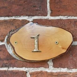 Natural Hard Wood Rustic House Number Sign - 1