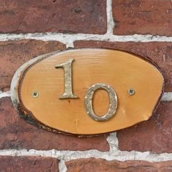 Natural Hard Wood Rustic House Number Sign - 10