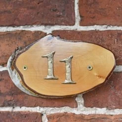 Natural Hard Wood Rustic House Number Sign - 11