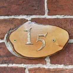 Natural Hard Wood Rustic House Number Sign - 15