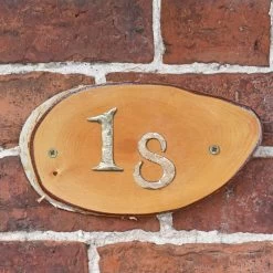 Natural Hard Wood Rustic House Number Sign - 18
