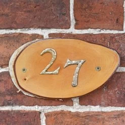 Natural Hard Wood Rustic House Number Sign - 27