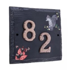 "Hillenbrook Woodland" Squirrel Slate House Number Sign 9 "Hillenbrook Woodland" Squirrel Slate House Number Sign -House Sign Discount Store squirrel house number signs in slate effect