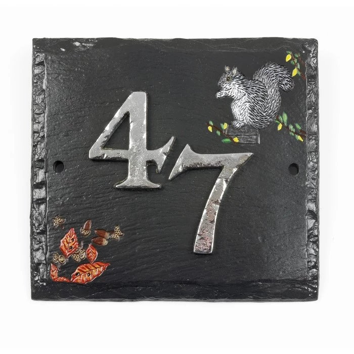 "Hillenbrook Woodland" Squirrel Slate House Number Sign 4 "Hillenbrook Woodland" Squirrel Slate House Number Sign - Image 2