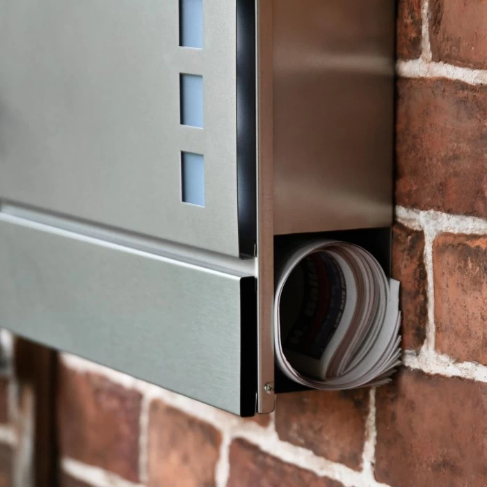 Stainless Steel "Triple Lunette" Wall Mounted Post Box & Newspaper Holder - Image 4