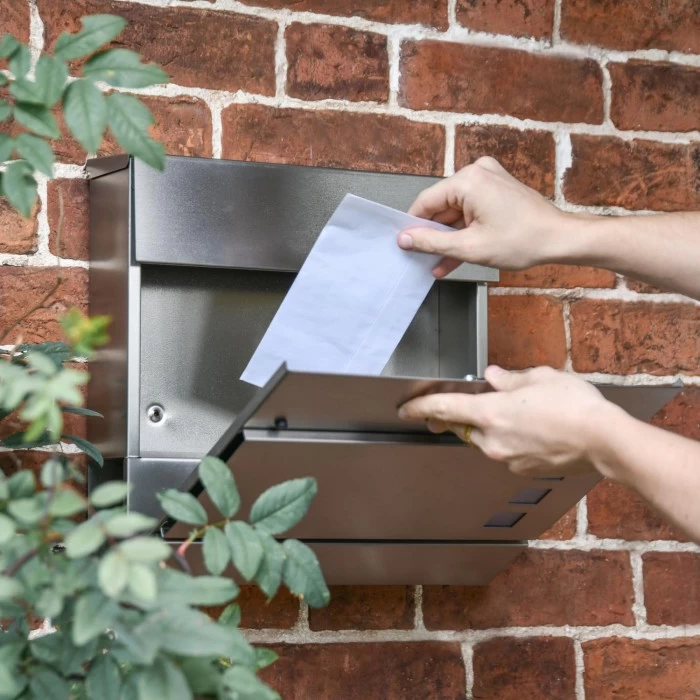 Stainless Steel "Triple Lunette" Wall Mounted Post Box & Newspaper Holder - Image 3