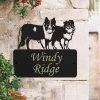 Steel "Pair Of Border Collies" Dog House Name Sign