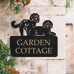 Steel "Pair Of Cockapoos" Dog House Name Sign