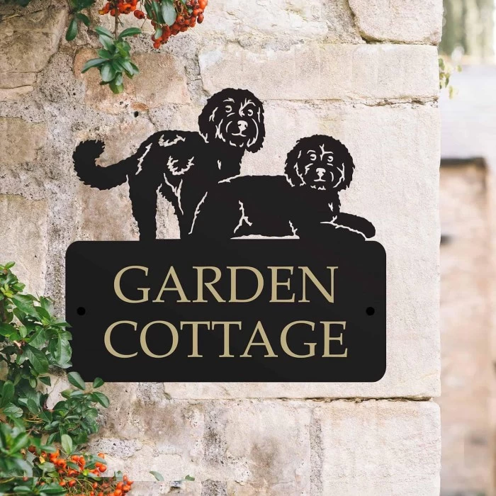 Steel "Pair Of Cockapoos" Dog House Name Sign 3 Steel "Pair Of Cockapoos" Dog House Name Sign