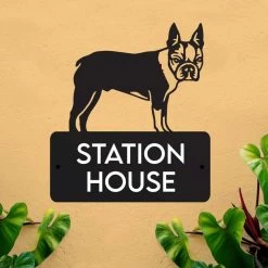 Steel Boston Terrier Dog House Name Sign -House Sign Discount Store steel boston terrier dog house name sign 3