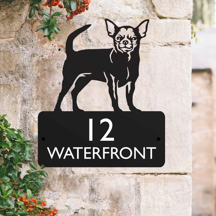 Steel Chihuahua Dog House Name Sign 3 Steel Chihuahua Dog House Name Sign