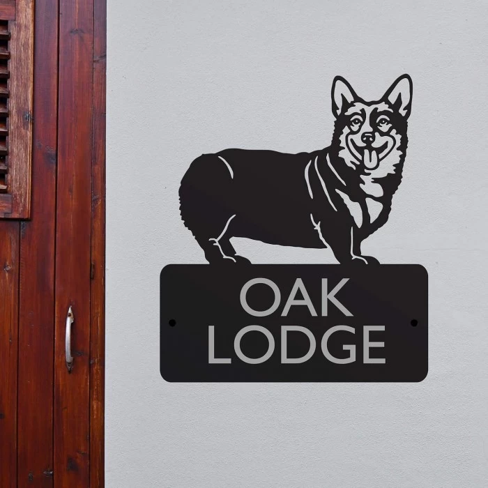 Steel Pembroke Welsh Corgi Dog House Name Sign - Image 3