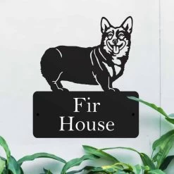 Steel Pembroke Welsh Corgi Dog House Name Sign