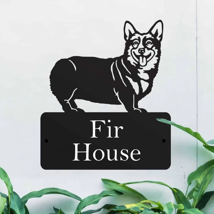 Steel Pembroke Welsh Corgi Dog House Name Sign