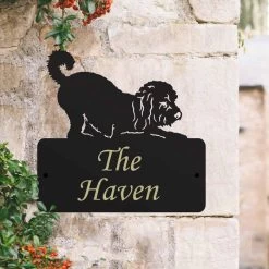 Steel Playful Cockapoo Dog House Name Sign