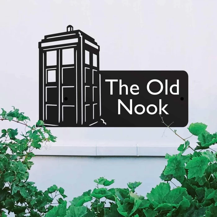 Steel Time Machine Telephone Box House Name Sign 3 Steel Time Machine Telephone Box House Name Sign