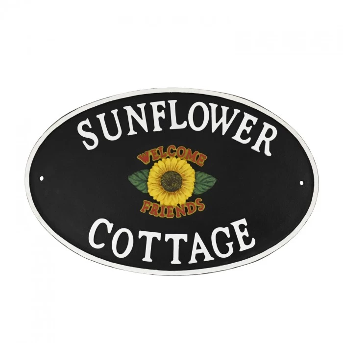 Sunflower Cast Iron Effect Oval House Name Sign 3 Sunflower Cast Iron Effect Oval House Name Sign