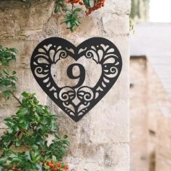 Swirl Heart Iron House Number Sign -House Sign Discount Store swirl heart house number sign 2