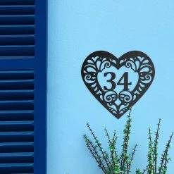 Swirl Heart Iron House Number Sign -House Sign Discount Store swirl heart house number sign 3