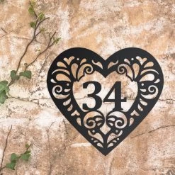 Swirl Heart Iron House Number Sign -House Sign Discount Store swirl heart house number sign 4
