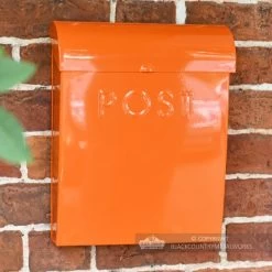 “Sunkissed Sienna” Orange Contemporary Post Box -House Sign Discount Store top opening post box in bright orange
