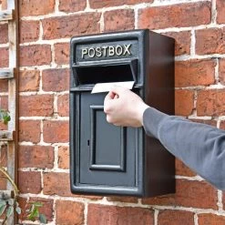 Traditional Black & Gold Wall Mounted Post Box -House Sign Discount Store traditional black gold wall mounted post box 3