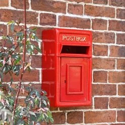 Traditional Red & Gold Wall Mounted Post Box -House Sign Discount Store traditional red gold wall mounted post box 2 1