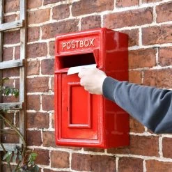 Traditional Red & Gold Wall Mounted Post Box -House Sign Discount Store traditional red gold wall mounted post box 4 1