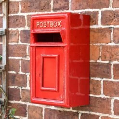 Traditional Red & Gold Wall Mounted Post Box