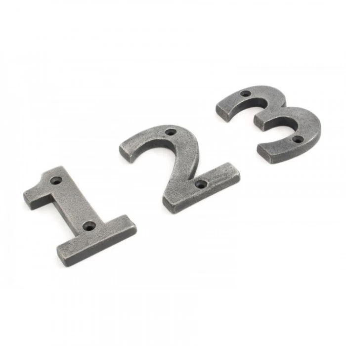 Antique Pewter Numerals - 3" 3 Antique Pewter Numerals - 3"