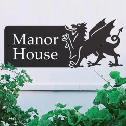 Welsh Dragon Iron House Name Sign -House Sign Discount Store ukhna354 welsh dragon wall mounted house sign 2