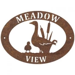 Rustic 'Goose & Gosling' Iron Oval House Sign -House Sign Discount Store ukhno018 oval geese house sign rus 1