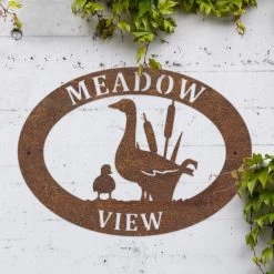 Rustic 'Goose & Gosling' Iron Oval House Sign -House Sign Discount Store ukhno018 oval geese house sign rus 3