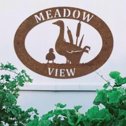 Rustic 'Goose & Gosling' Iron Oval House Sign -House Sign Discount Store ukhno018 oval geese house sign rus 5