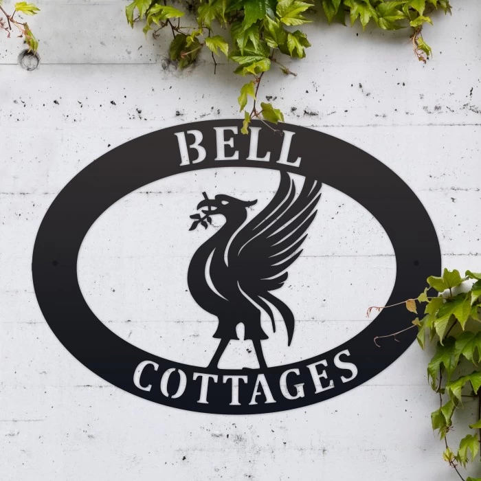 Black 'Liver Bird' Iron Oval House Name Sign 5 Black 'Liver Bird' Iron Oval House Name Sign - Image 3