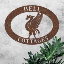 Rustic 'Liver Bird' Iron Oval House Name Sign -House Sign Discount Store ukhno101 oval liverbird house sign rus 2