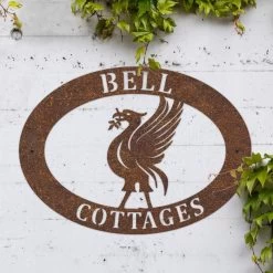 Rustic 'Liver Bird' Iron Oval House Name Sign -House Sign Discount Store ukhno101 oval liverbird house sign rus 3