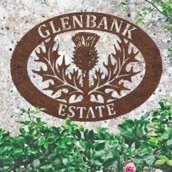 Rustic 'Thistle' Iron Oval House Name Sign 10 Rustic 'Thistle' Iron Oval House Name Sign -House Sign Discount Store ukhno108 oval thistle house sign rus 4