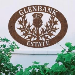 Rustic 'Thistle' Iron Oval House Name Sign 11 Rustic 'Thistle' Iron Oval House Name Sign -House Sign Discount Store ukhno108 oval thistle house sign rus 5