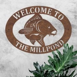 Rustic 'Koi Carp Fish' Iron Oval House Name Sign 11 Rustic 'Koi Carp Fish' Iron Oval House Name Sign -House Sign Discount Store ukhno129 oval koi house sign rus 2