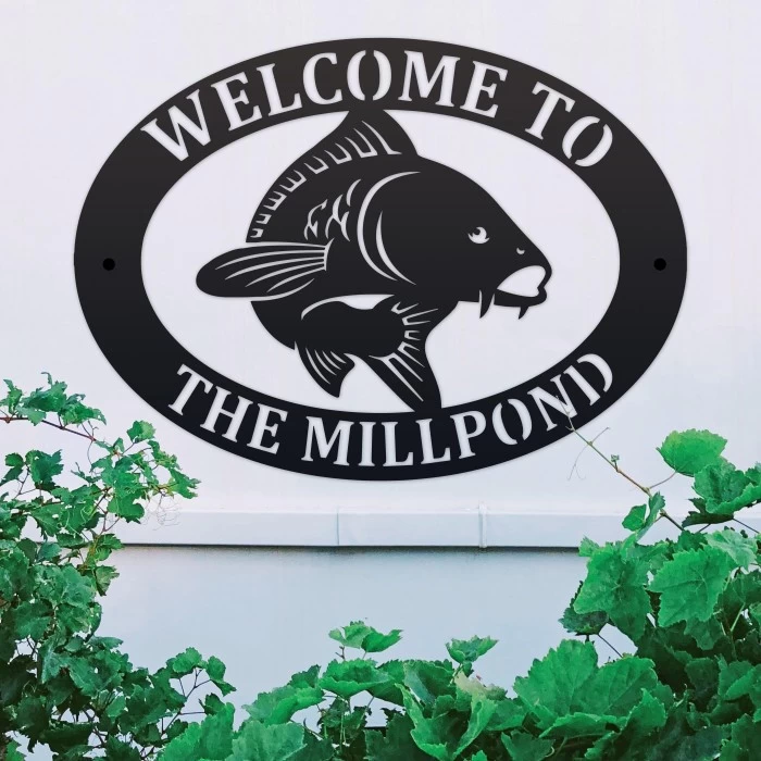 Black 'Koi Carp Fish' Iron Oval House Name Sign 5 Black 'Koi Carp Fish' Iron Oval House Name Sign - Image 3