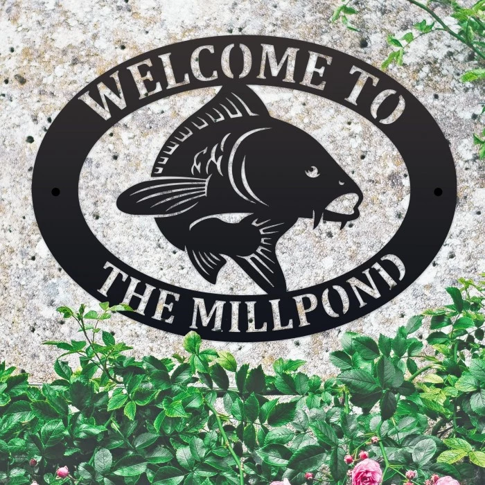 Black 'Koi Carp Fish' Iron Oval House Name Sign 4 Black 'Koi Carp Fish' Iron Oval House Name Sign - Image 2