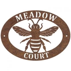 Rustic 'Bumblebee' Iron Oval House Sign -House Sign Discount Store ukhno153 oval bumblebee house sign rus 1