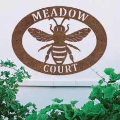 Rustic 'Bumblebee' Iron Oval House Sign -House Sign Discount Store ukhno153 oval bumblebee house sign rus 5