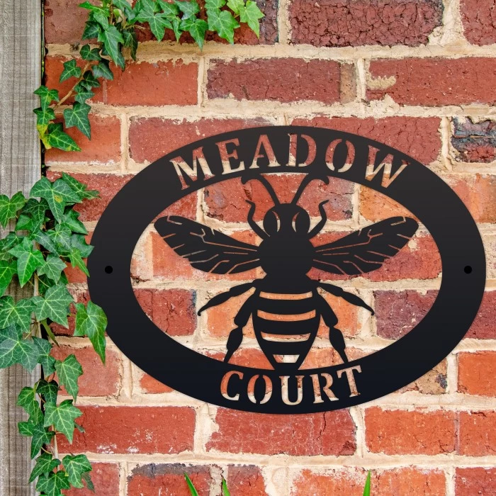 Black 'Bumblebee' Iron Oval House Sign 4 Black 'Bumblebee' Iron Oval House Sign - Image 2